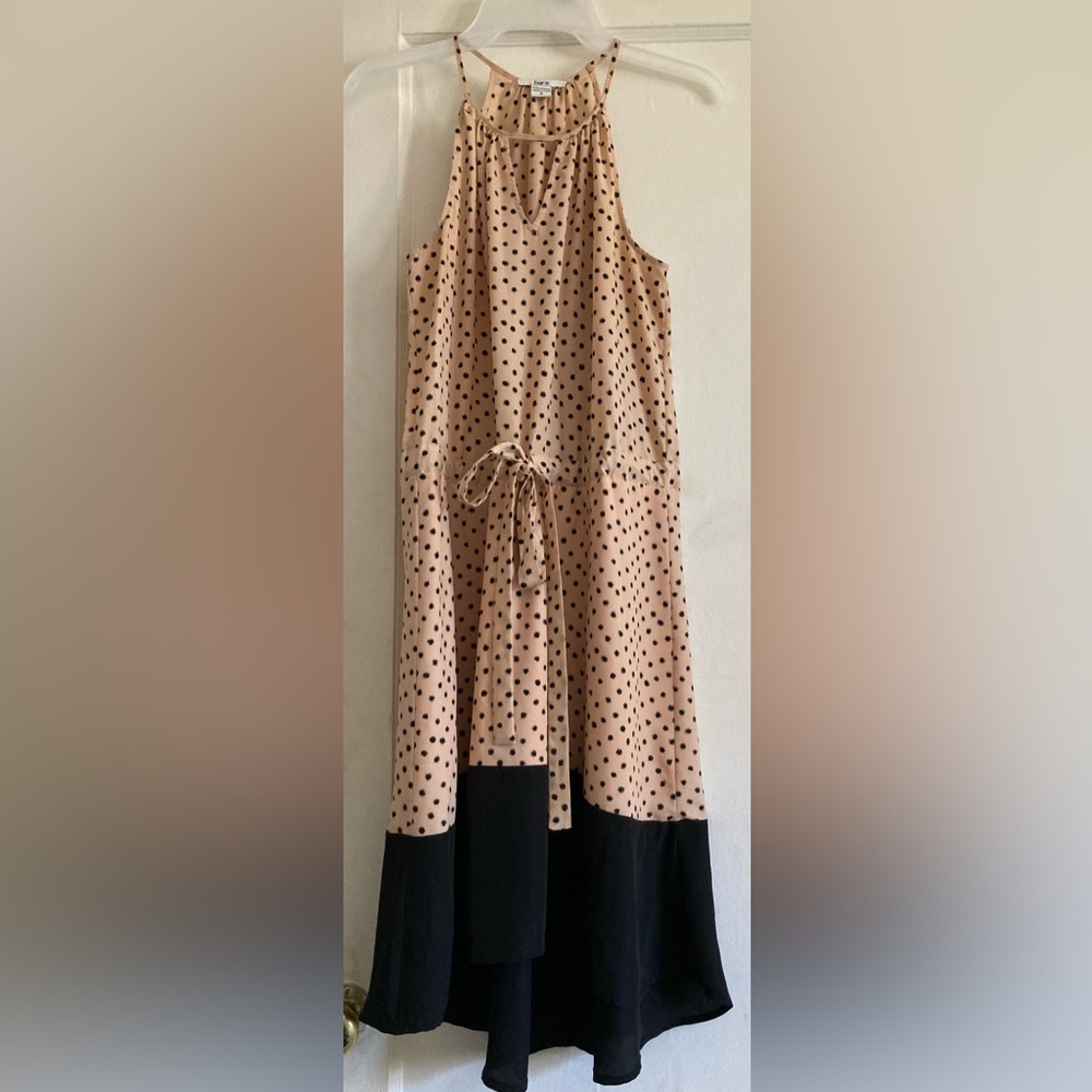 Bar III Beige and Black Polka Dot Dress